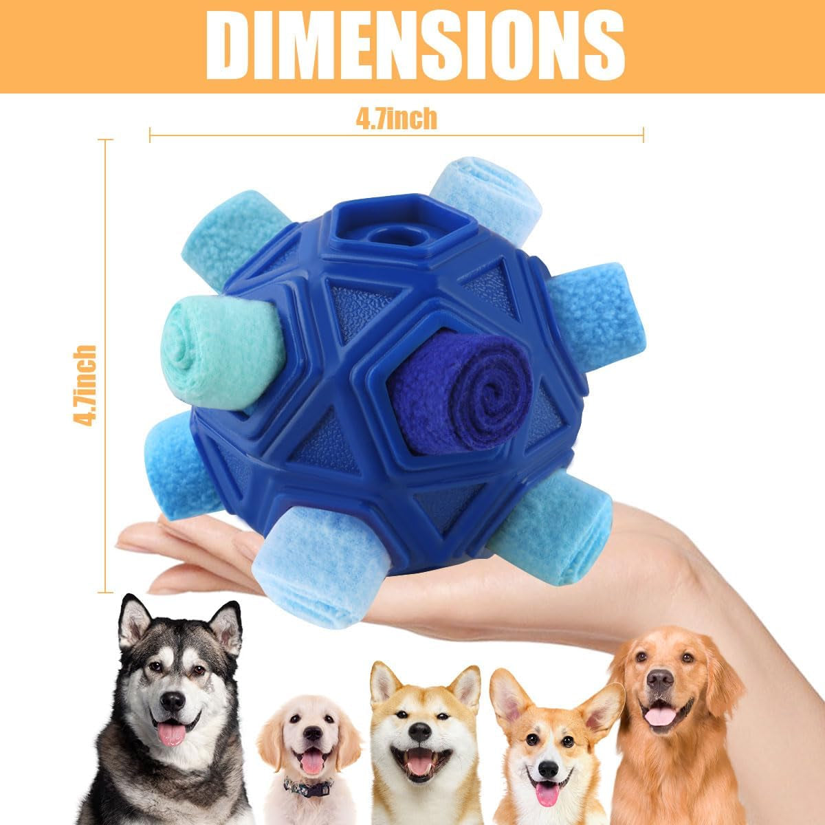 Dog Snuffle Ball-Interactive Puzzle Dog Toys Encourage Natural Foraging Skills Slow Feeder for Training and Stress Relief, Cloth Strip Hiding Food Treat Dispenser Dog Toy