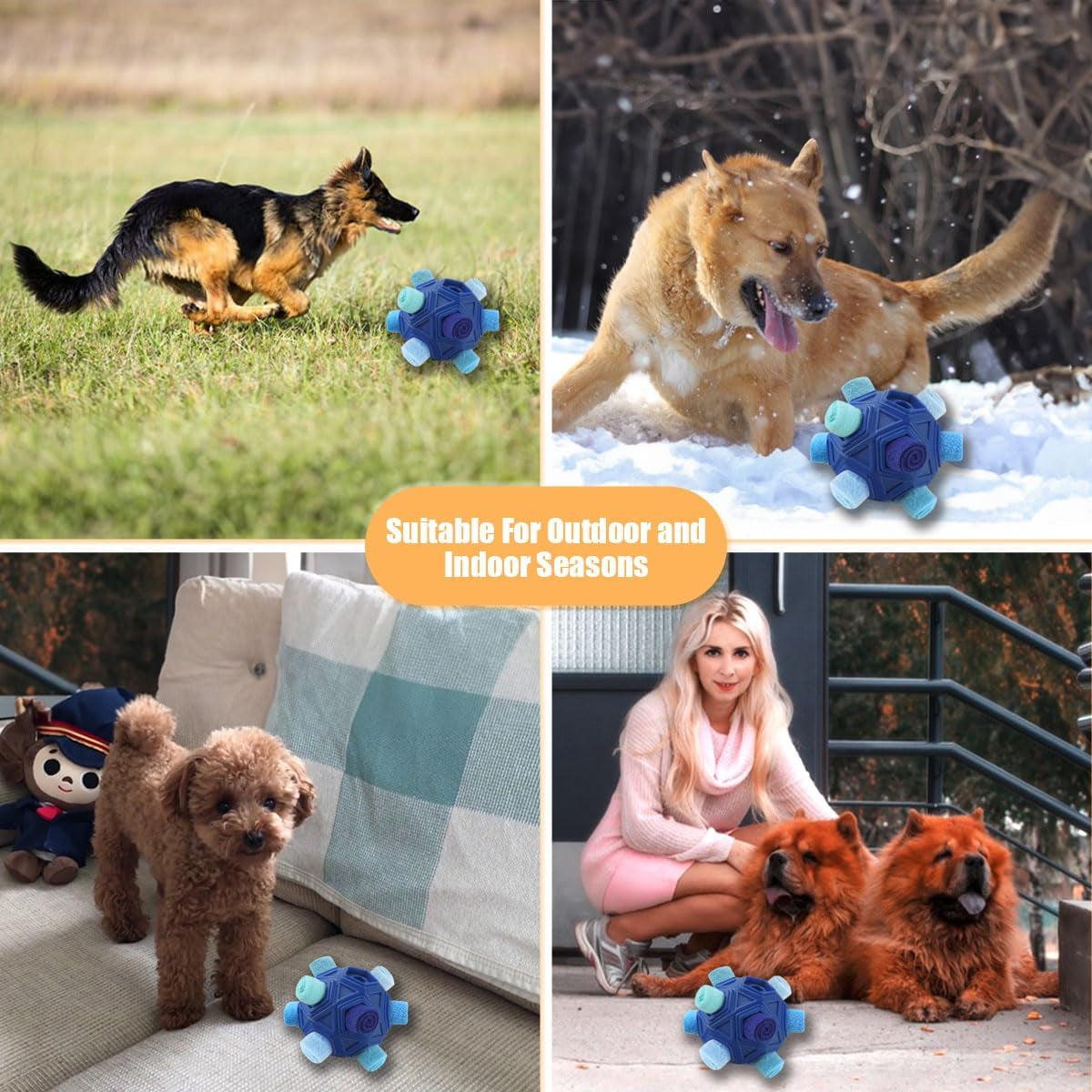 Dog Snuffle Ball-Interactive Puzzle Dog Toys Encourage Natural Foraging Skills Slow Feeder for Training and Stress Relief, Cloth Strip Hiding Food Treat Dispenser Dog Toy