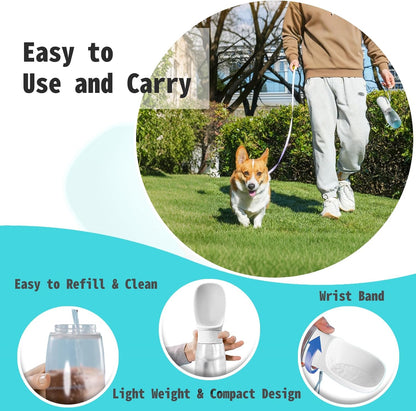Dog Water Bottle, 19Oz Leak Proof Portable Puppy Water Dispenser with Drinking Feeder for Pets Outdoor Walking, Hiking, Travel, BPA Free Food Grade Plastic