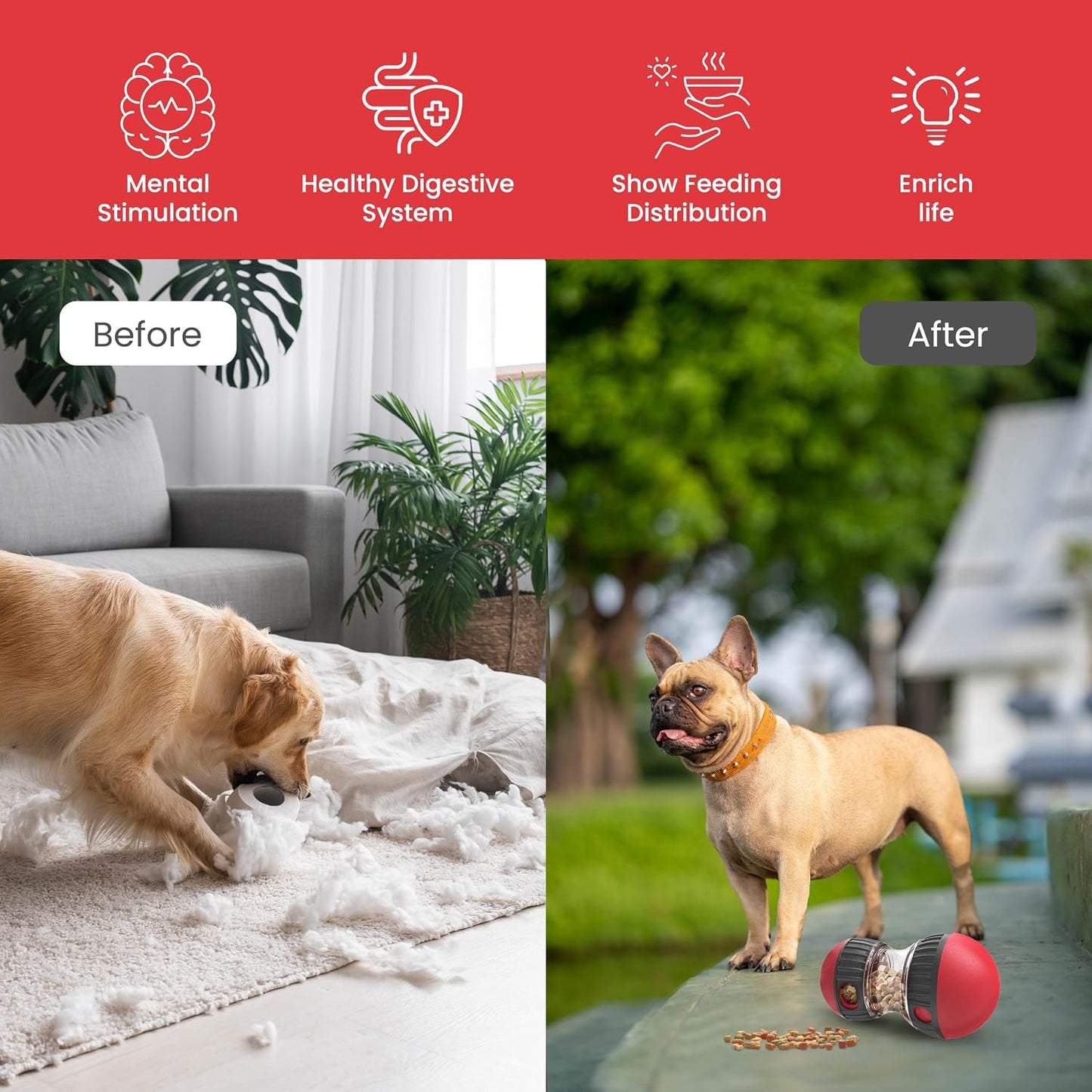 Interactive Dog Toys -Dog Puzzles for Smart Dogs-Snoop Dog Toy & Enrichment Toys for Dogs–Durable Dog Treat Toys to Keep Them Busy-Topple Dog Toy-Boredom Busters for Dogs