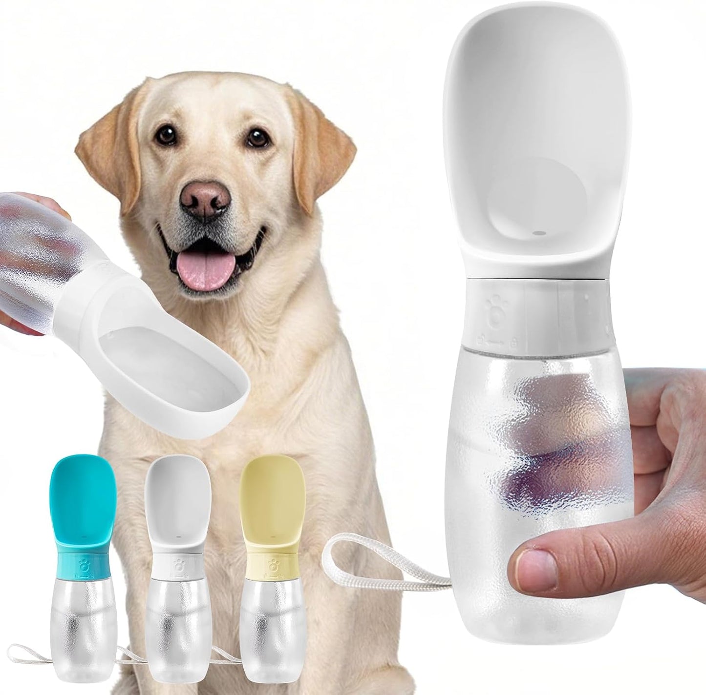Dog Water Bottle, 19Oz Leak Proof Portable Puppy Water Dispenser with Drinking Feeder for Pets Outdoor Walking, Hiking, Travel, BPA Free Food Grade Plastic