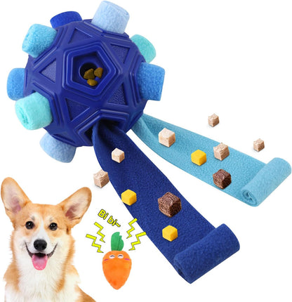 Dog Snuffle Ball-Interactive Puzzle Dog Toys Encourage Natural Foraging Skills Slow Feeder for Training and Stress Relief, Cloth Strip Hiding Food Treat Dispenser Dog Toy